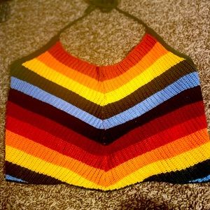 Rainbow crop top v cut shirt